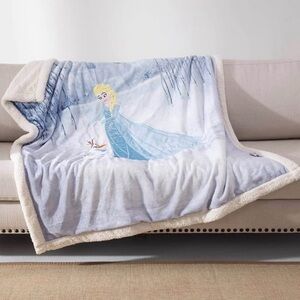Frozen Kids Sherpa Flannel Throw Blanket 50" x 60 inches, Super Soft